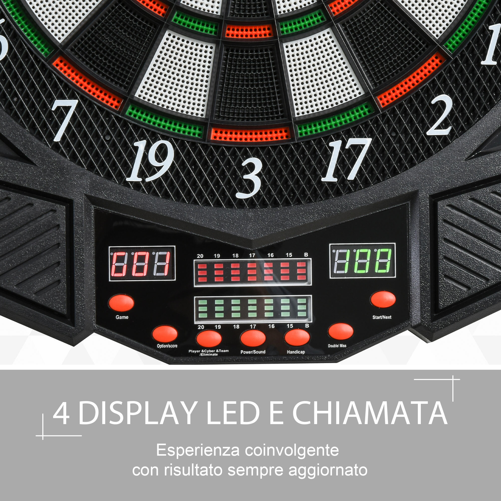 HOMCOM Bersaglio Elettronico Digitale con 12 Freccette, 27 Giochi e 216 Modalità 5/8