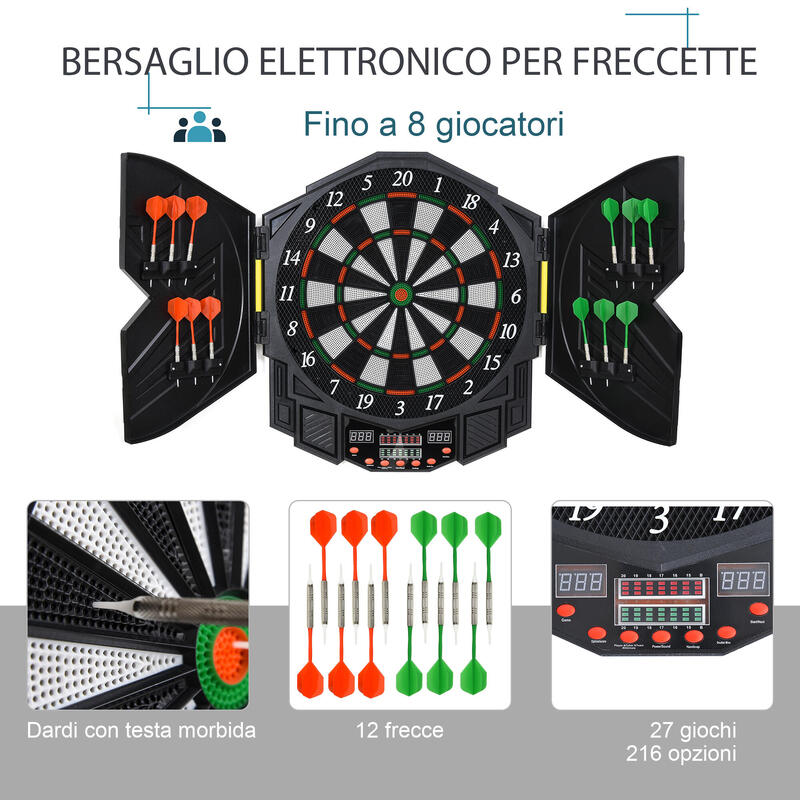 Homcom Dartboard electronic digital + 12 darts 8 jucători
