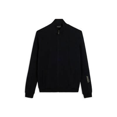 Felpa full zip rigata con grafica sulla manica