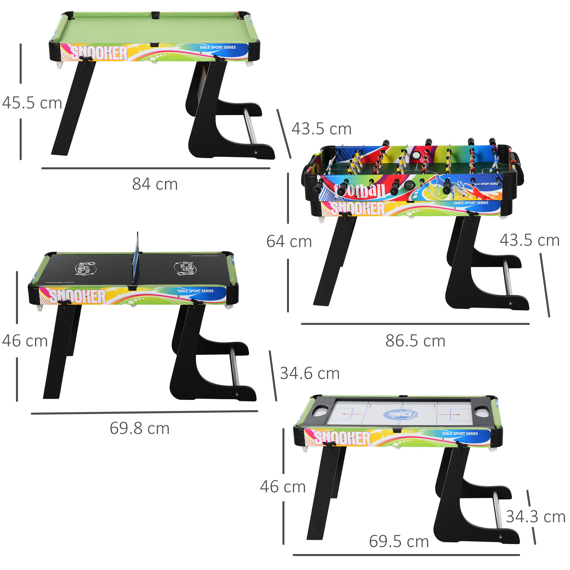 HOMCOM Tavolo da Gioco per Calcio-Balilla, Biliardo, Air Hockey e Ping Pong 3/7