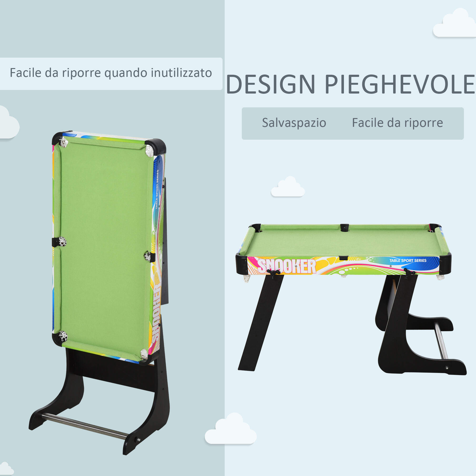 HOMCOM Tavolo da Gioco per Calcio-Balilla, Biliardo, Air Hockey e Ping Pong 5/7