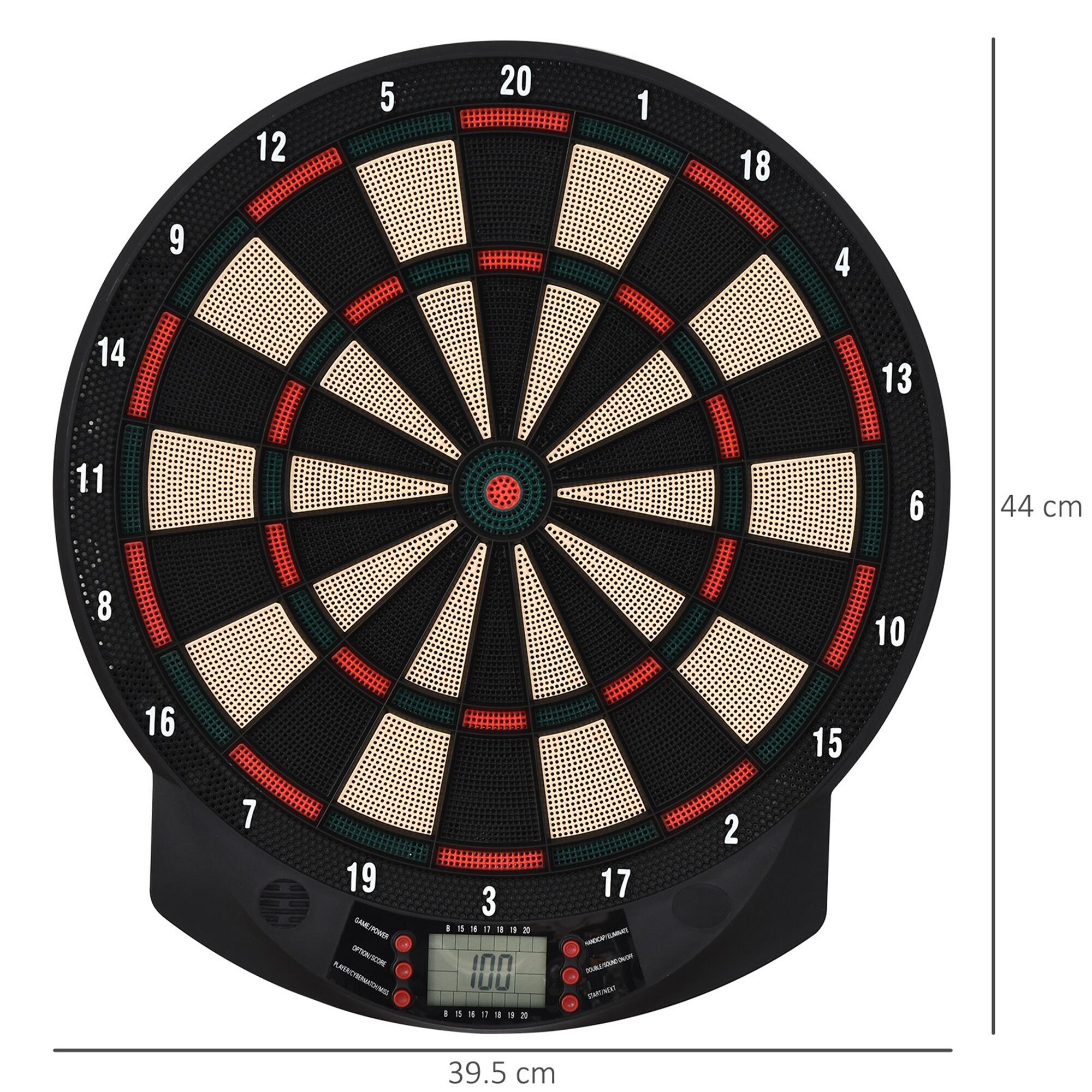 HOMCOM Bersaglio a Freccette Elettronico con 6 Freccette, 44x39.5x2.2cm, Nero 3/8