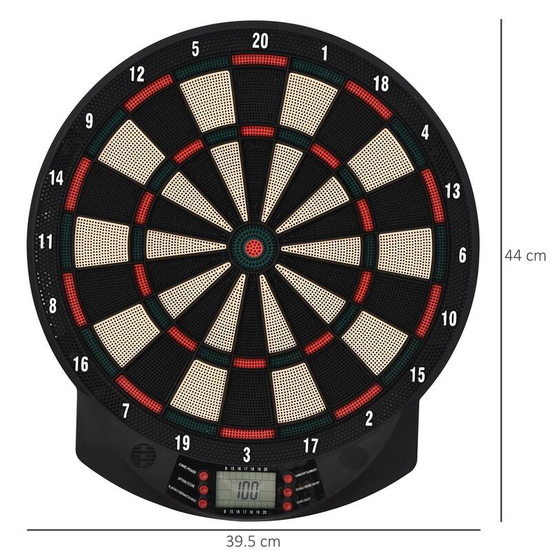 HOMCOM Tinta electronica pentru darts cu 6 Sageti si Panou de Scor pentru Puncte