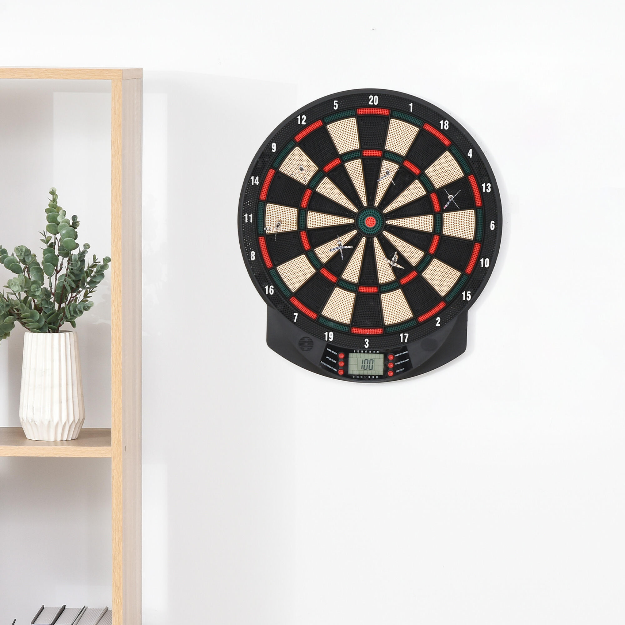 HOMCOM Bersaglio a Freccette Elettronico con 6 Freccette, 44x39.5x2.2cm, Nero 2/8