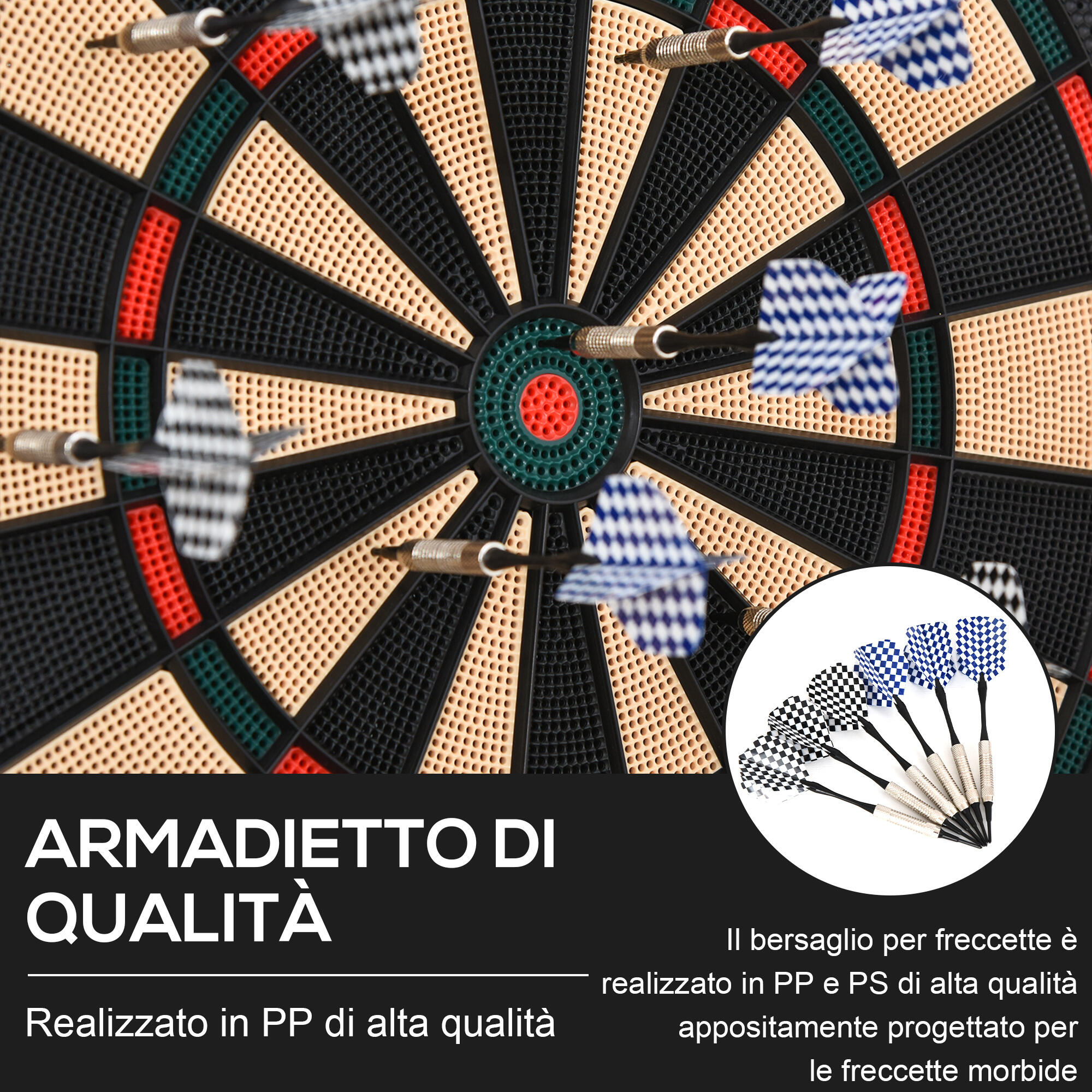 HOMCOM Bersaglio a Freccette Elettronico con 6 Freccette, 44x39.5x2.2cm, Nero 7/8