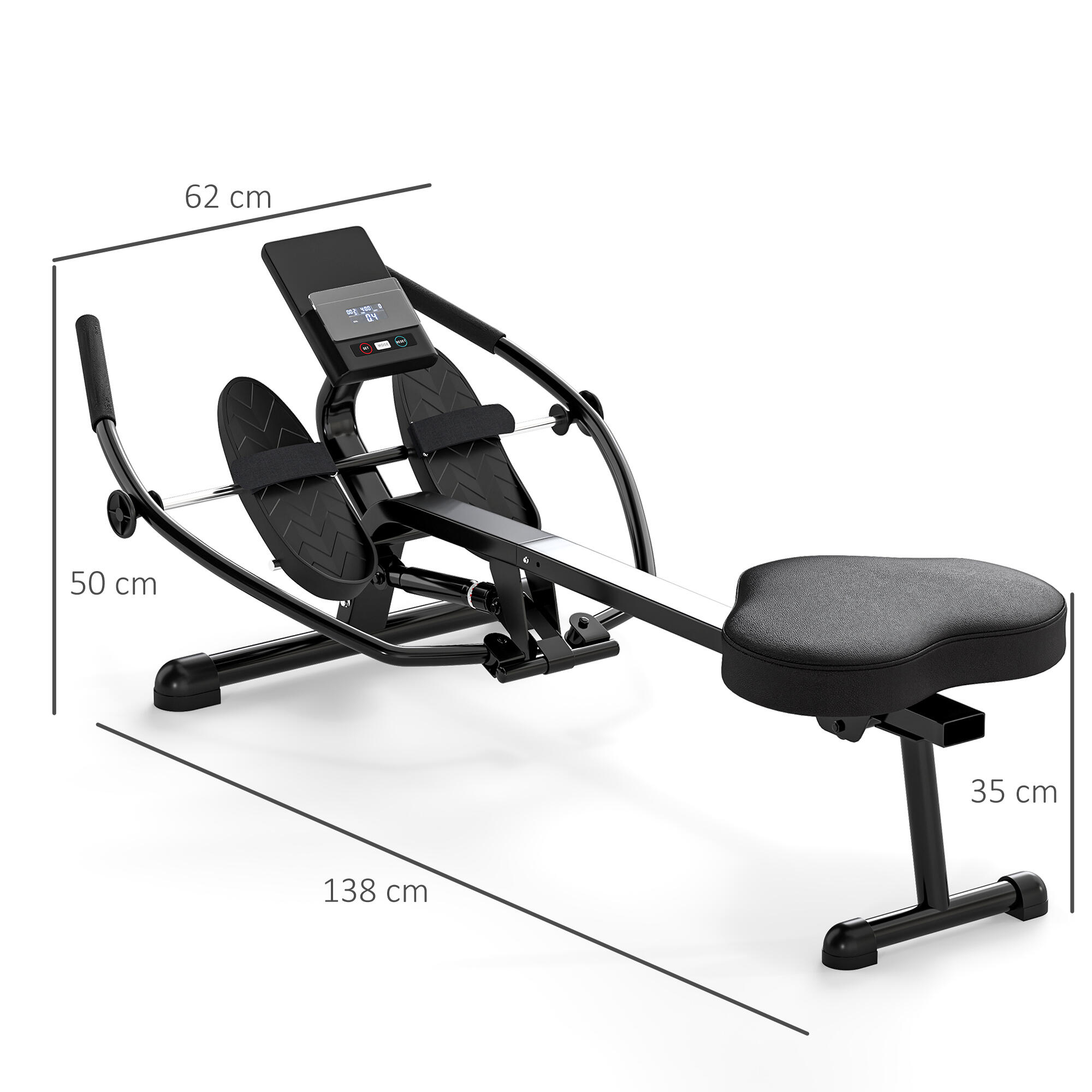 Máquina de Remo SPORTNOW 138x62x50 cm Negro 3/6