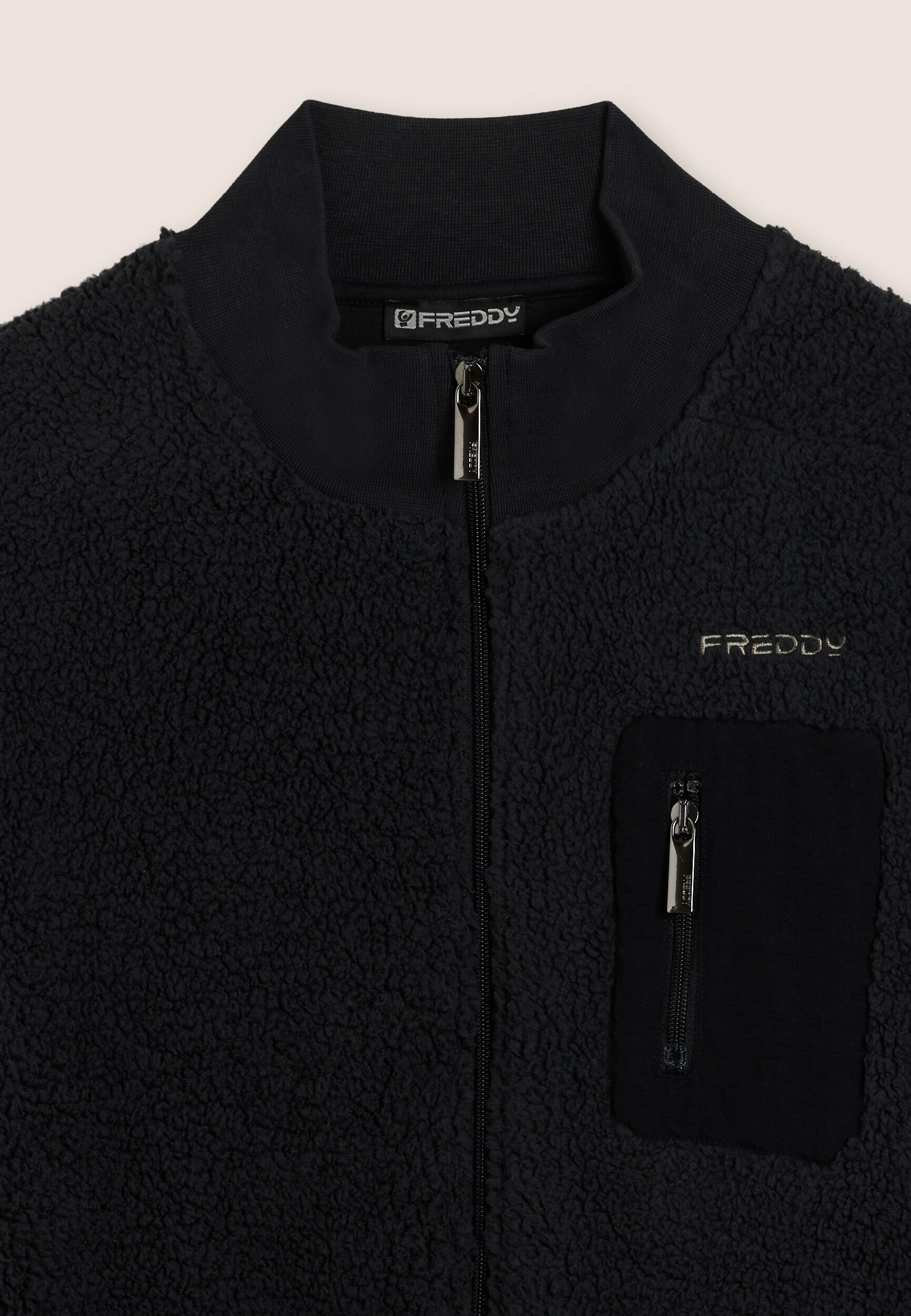 Sweat-shirt zippé en tissu Sherpa à col montant 3/3