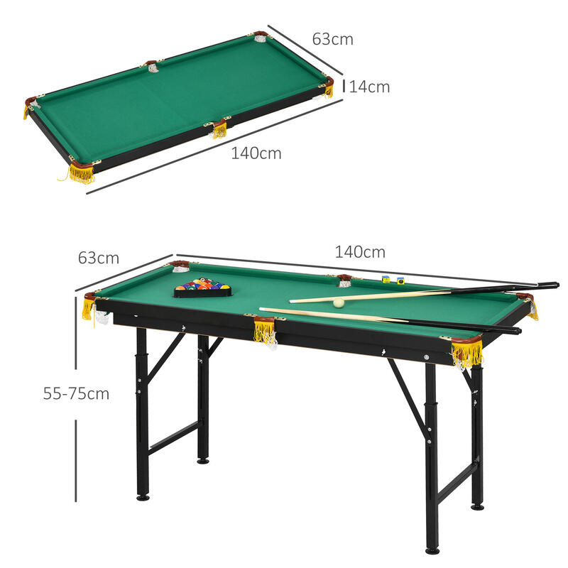 SPORTNOW Masă de Biliard Reglabilă, Masă din MDF și Oțel Carom, Verde