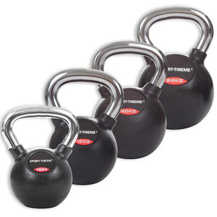 Kettlebell-Set Gummiert mit glattem Chrom-Griff Basic Gewichtheben Unisex
