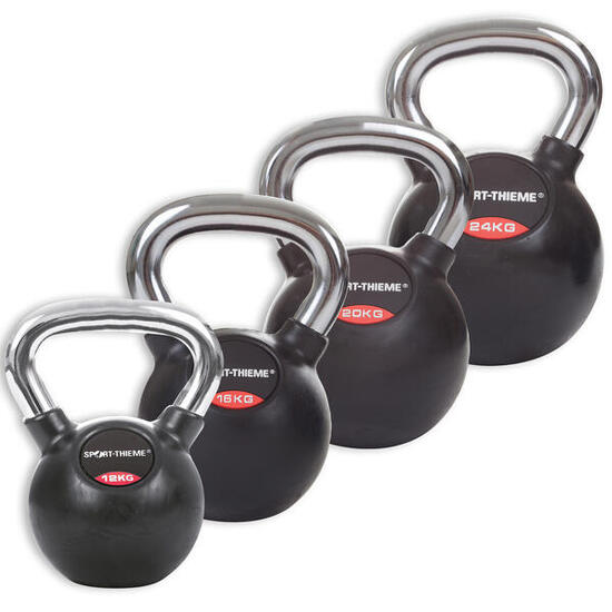 Kettlebell-Set Gummiert mit glattem Chrom-Griff Basic Gewichtheben Unisex