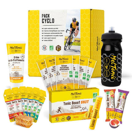 Pack Cyclo Meltonic pack nutrition bio miel - gels, barres, boisson, bidon 650ml