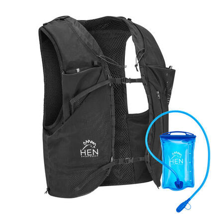 Trailrucksack – Trailweste – Laufrucksack – schwarz – mit 1-Liter-Wasserbeutel