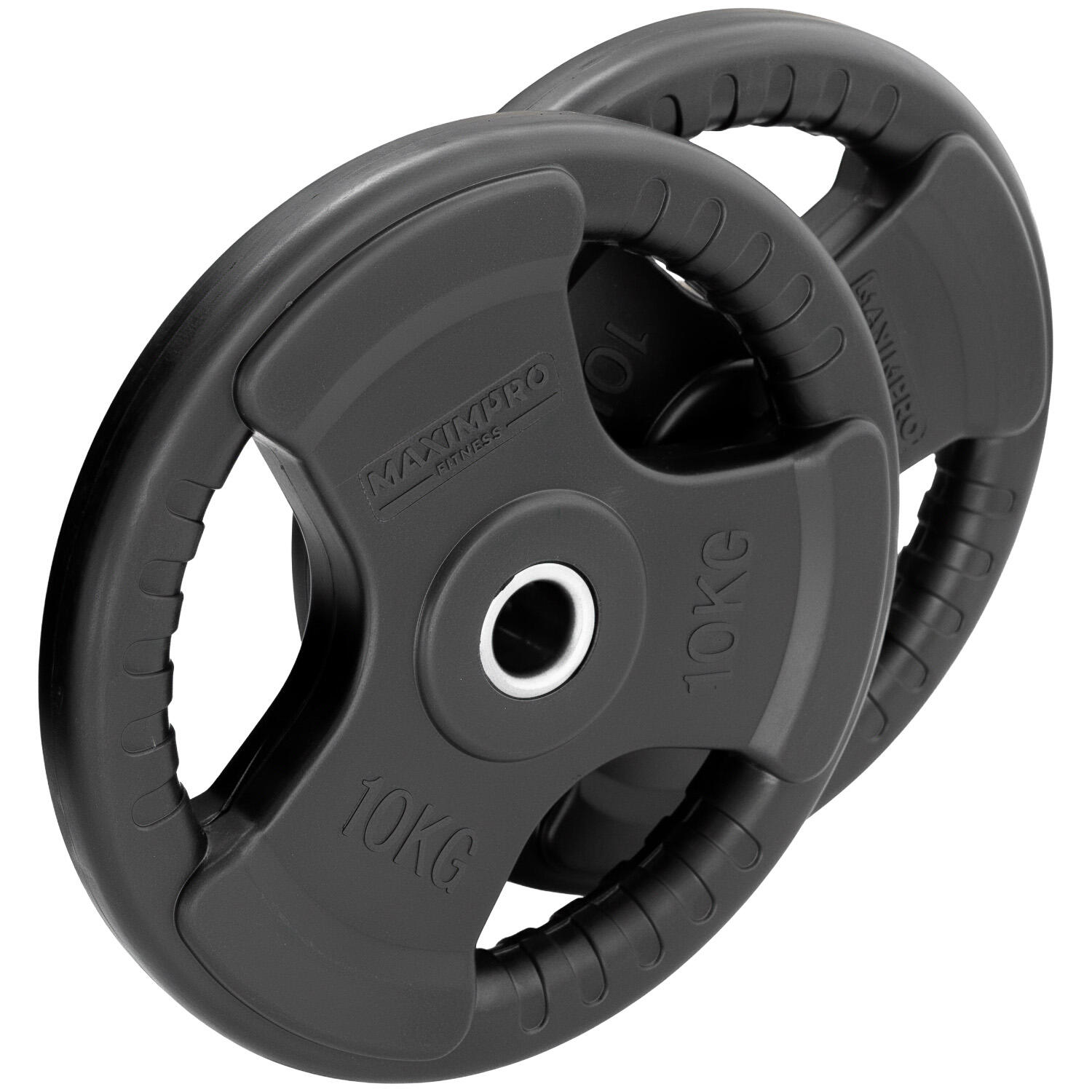Set 2 Discos Caucho Maximpro Masos con Agarre 10kg 3/4
