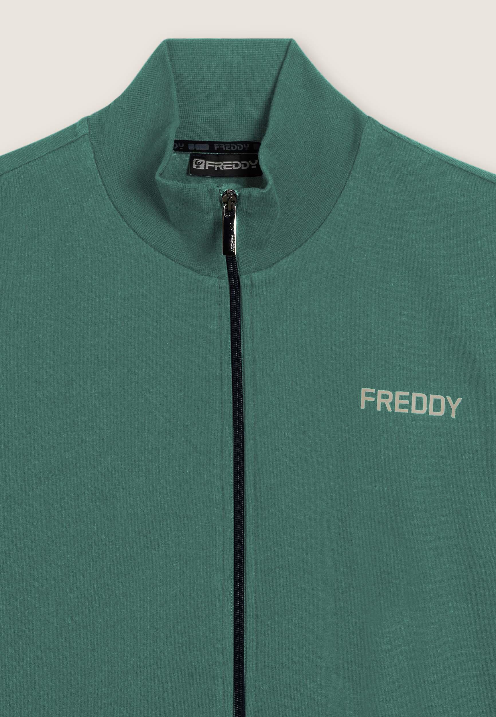 Sweat-shirt avec fermeture à glissière et empiècements latéraux rayés 3/3