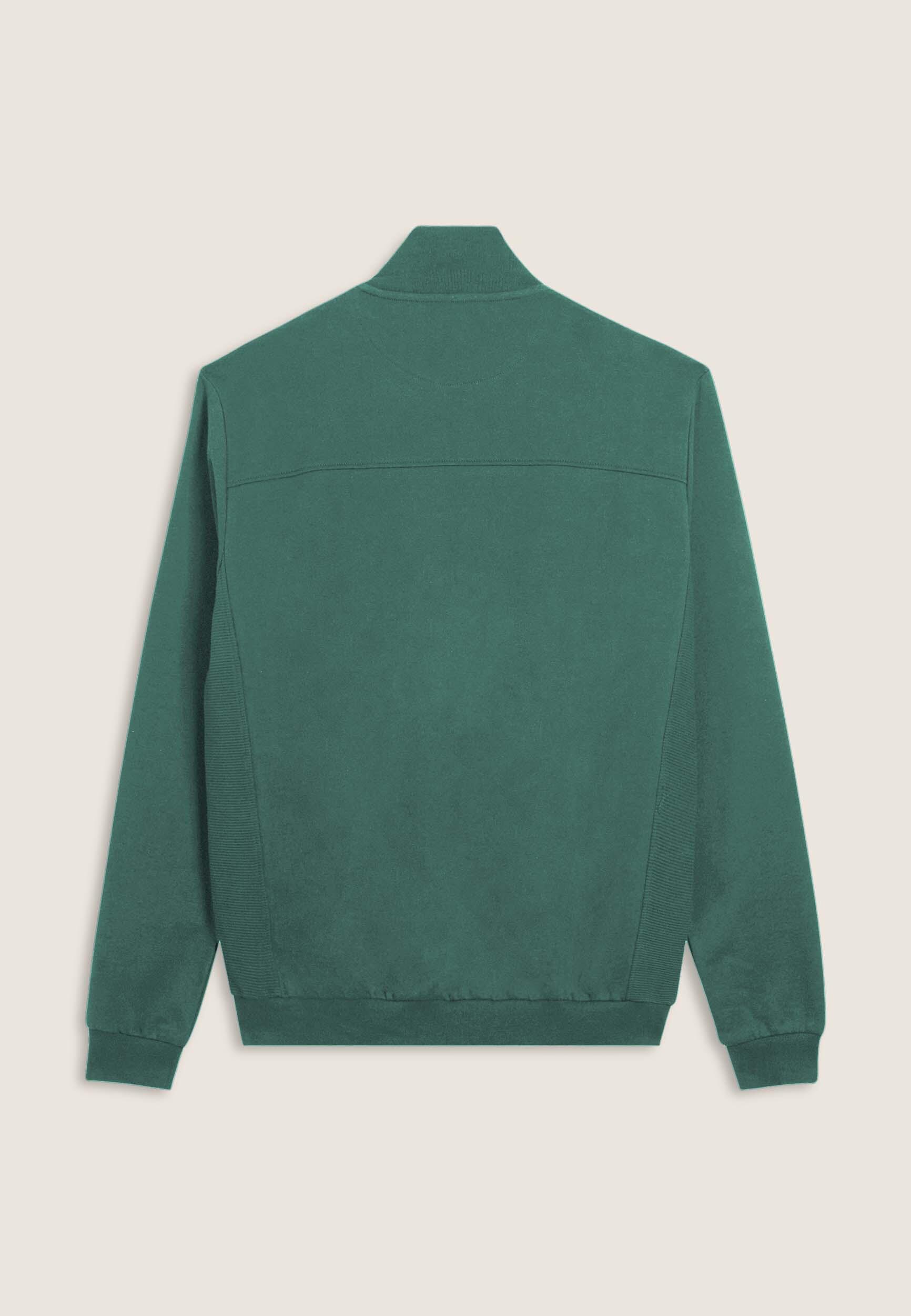 Sweat-shirt avec fermeture à glissière et empiècements latéraux rayés 2/3