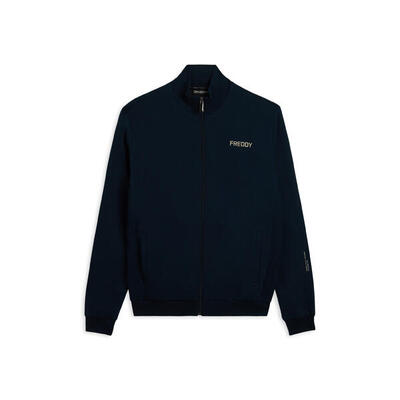 Felpa con zip e inserti rigati laterali