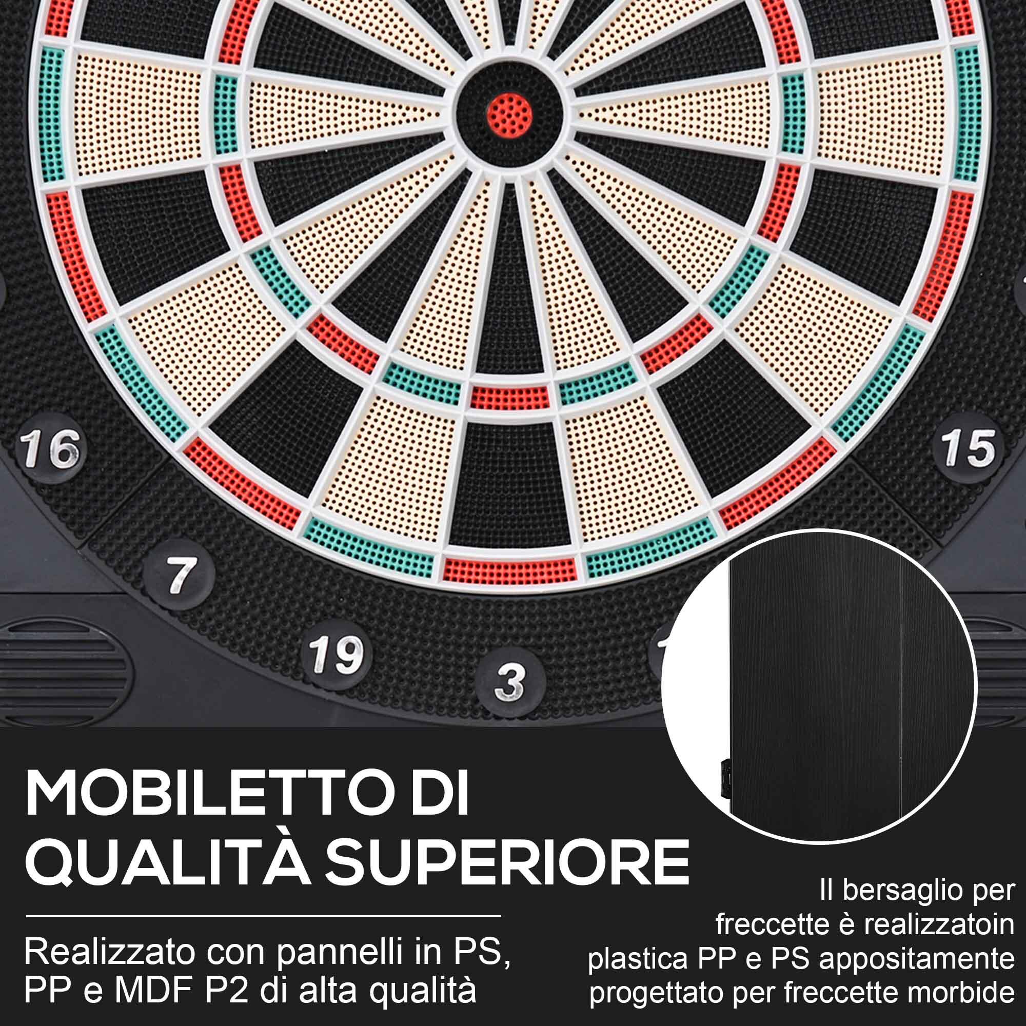 HOMCOM Bersaglio Elettronico con Punteggio Automatico 12 Freccette e 6 Display 6/8