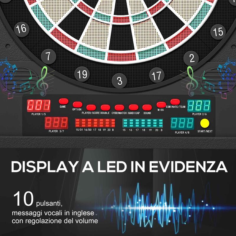 HOMCOM Tabla de Darts Electronica cu 6 Display-uri
