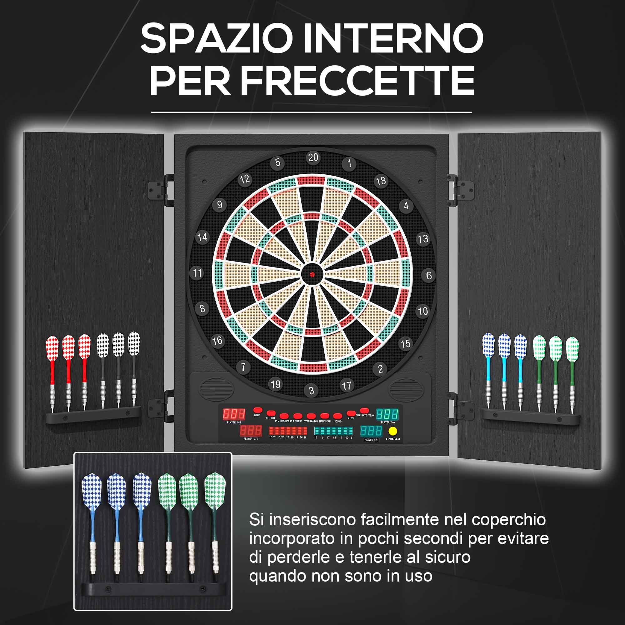 HOMCOM Bersaglio Elettronico con Punteggio Automatico 12 Freccette e 6 Display 5/8