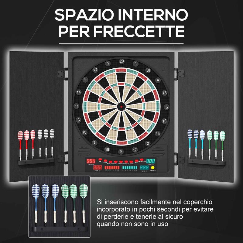 HOMCOM Tabla de Darts Electronica cu 6 Display-uri