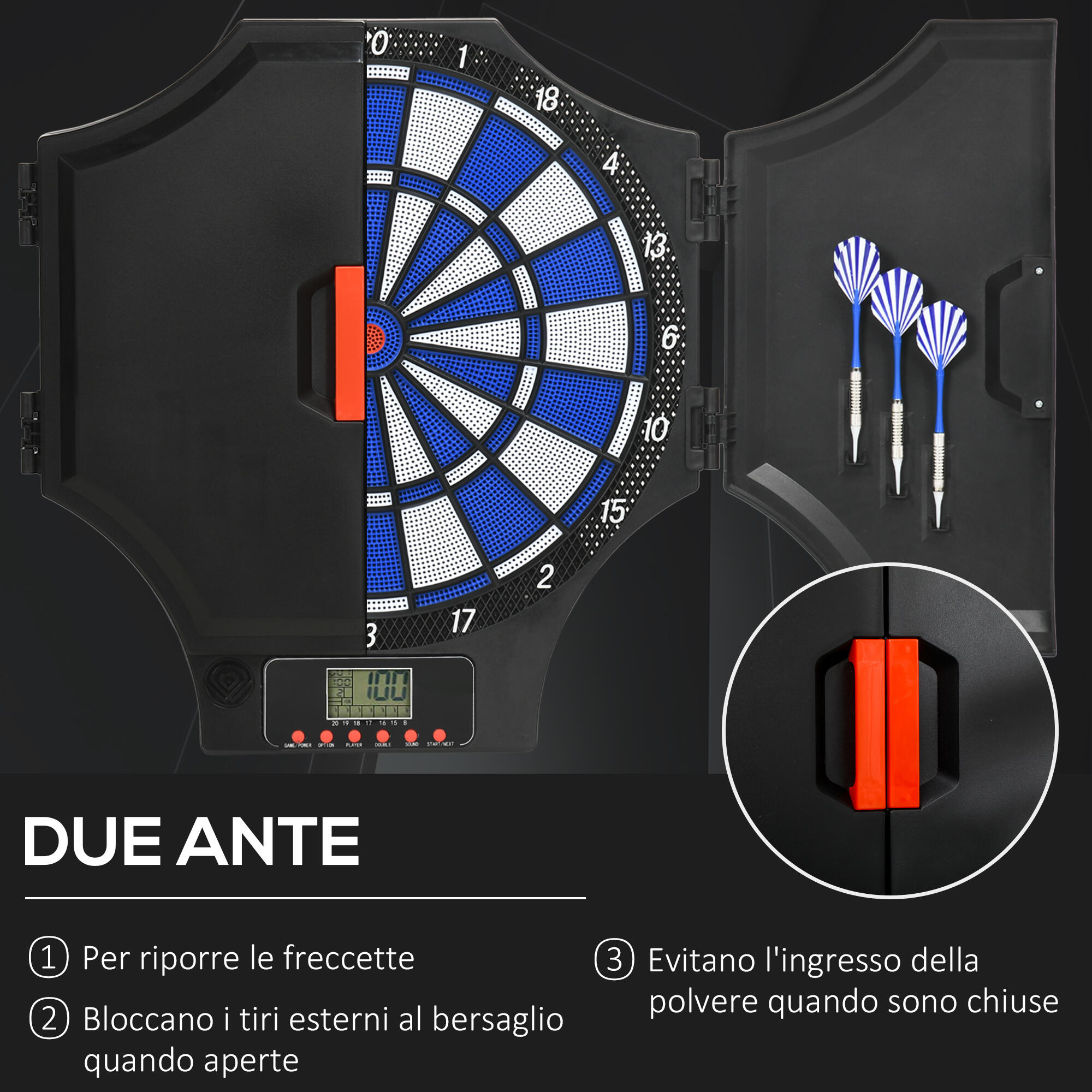 SPORTNOW Bersaglio Freccette Elettronico con 6 Freccette e Pareti Laterali 6/7