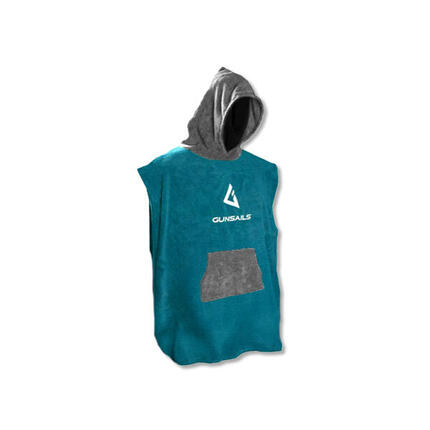 Surf Poncho für Kinder petrol mit Kapuze und Känguru Tasche