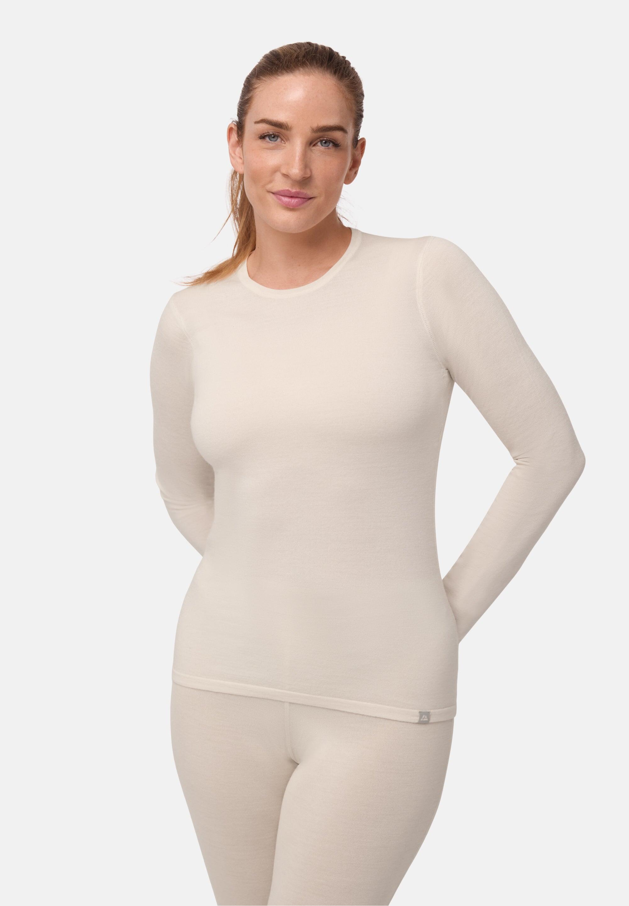 T-shirt thermique femme en laine mérinos Caleçon base chaude respirante et douce 3/6
