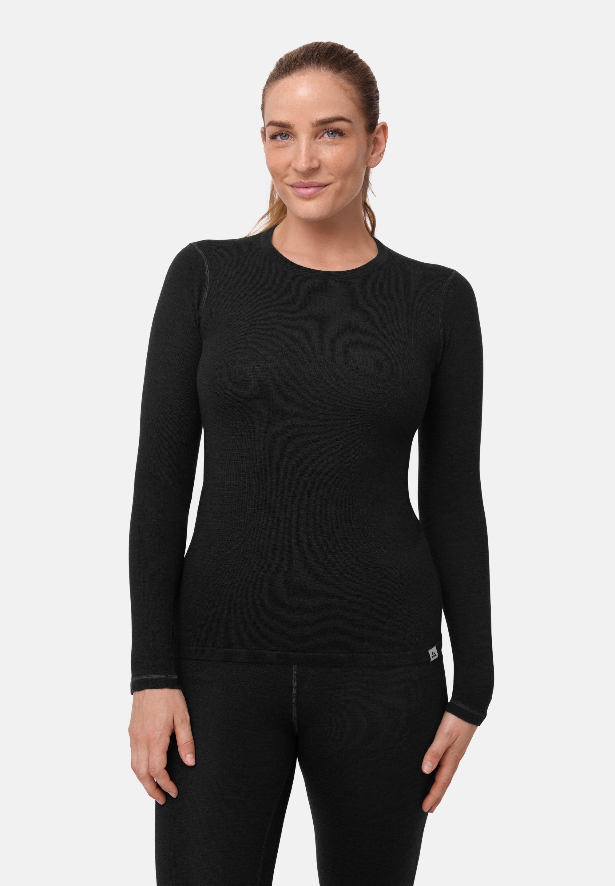 T-shirt thermique femme en laine mérinos Caleçon base chaude respirante et douce 3/6