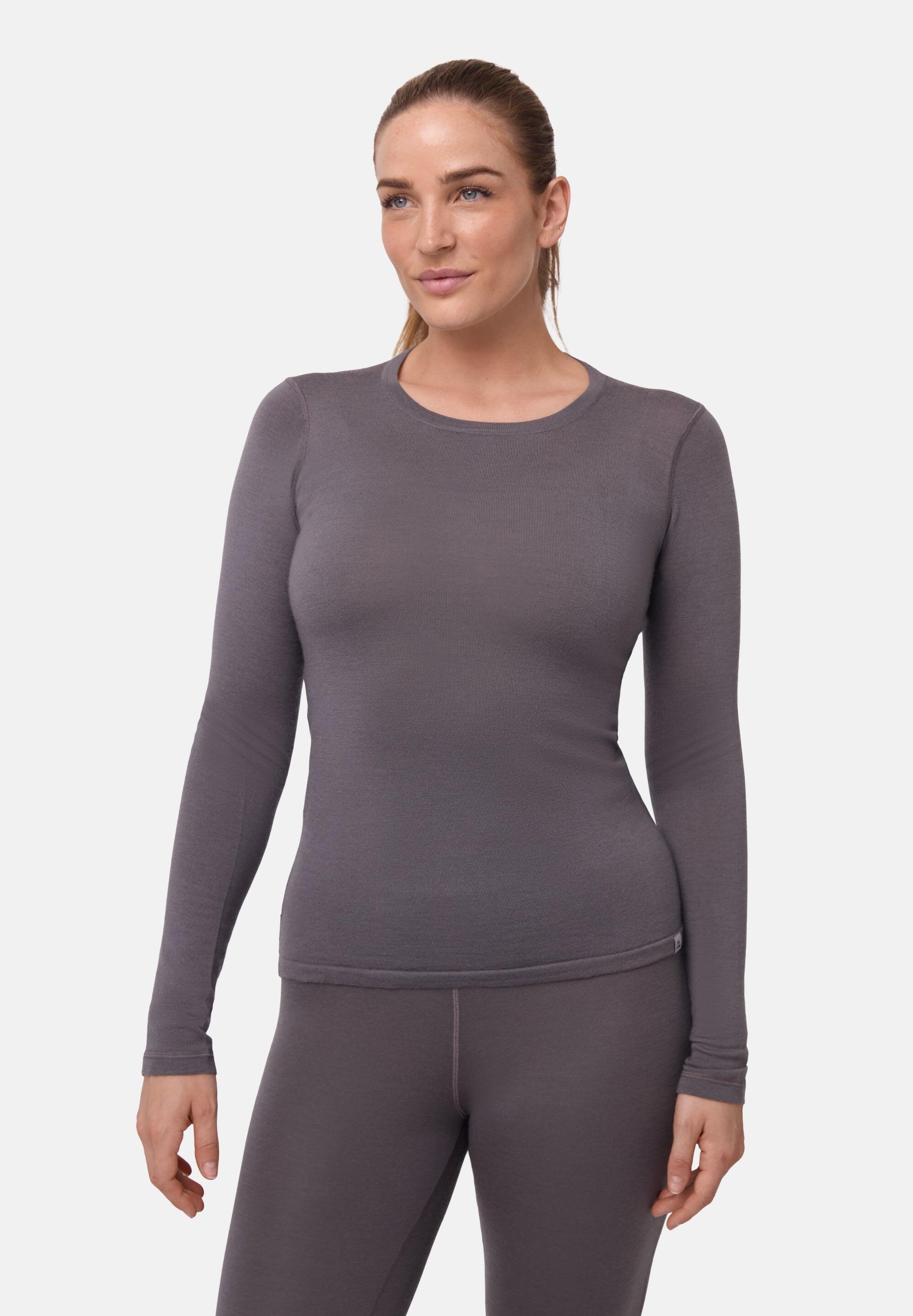 T-shirt thermique femme en laine mérinos Caleçon base chaude respirante et douce 3/6