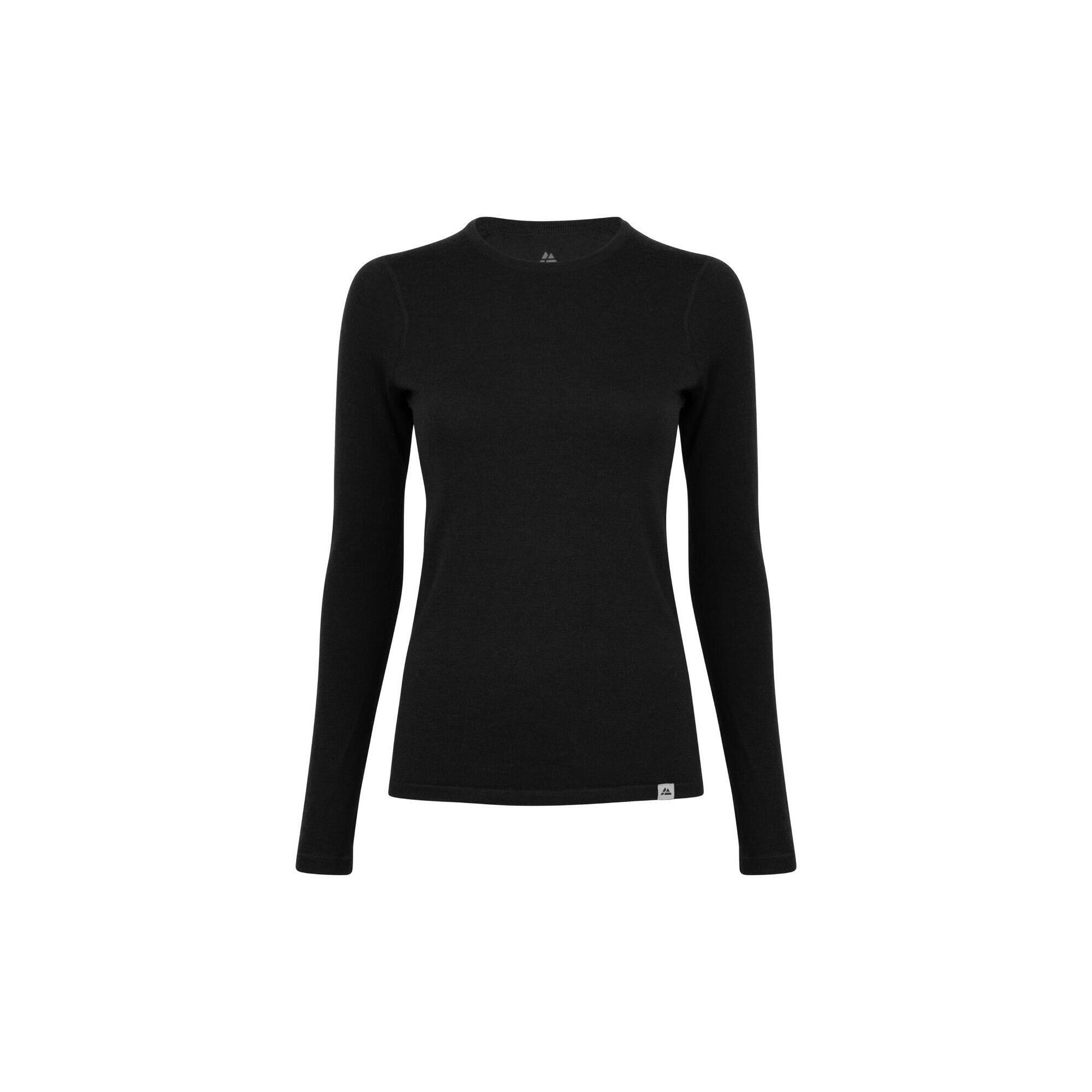 Danish Endurance - T-shirt Thermique Femme En Laine Mérinos Caleçon Base Chaude Respirante Et Douce - Chemise Manches Longues - Noir - 46 L/xl - Decathlon
