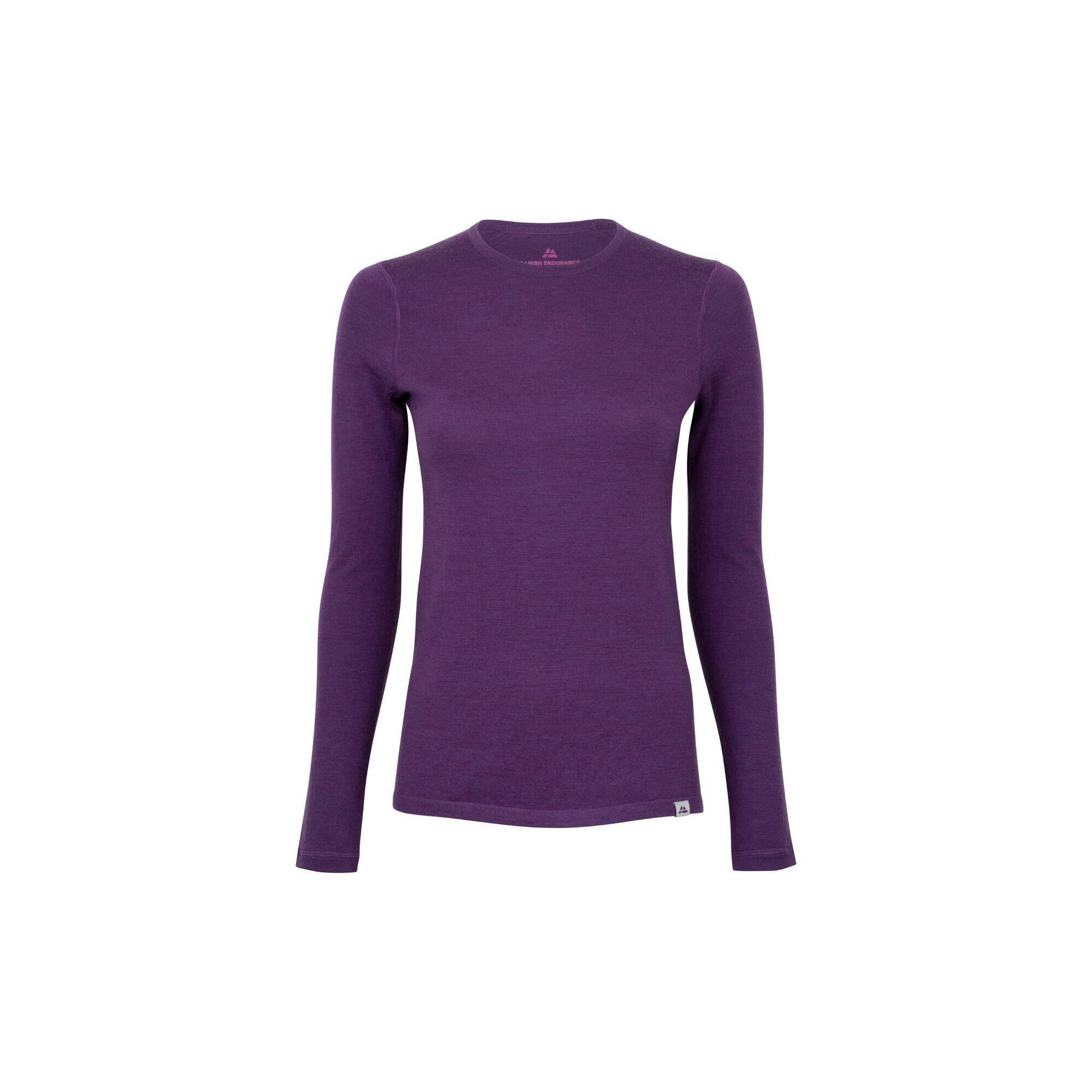 Danish Endurance - T-shirt Thermique Femme En Laine Mérinos Caleçon Base Chaude Respirante Et Douce - Chemise Manches Longues - Violet - 40 M - Decathlon