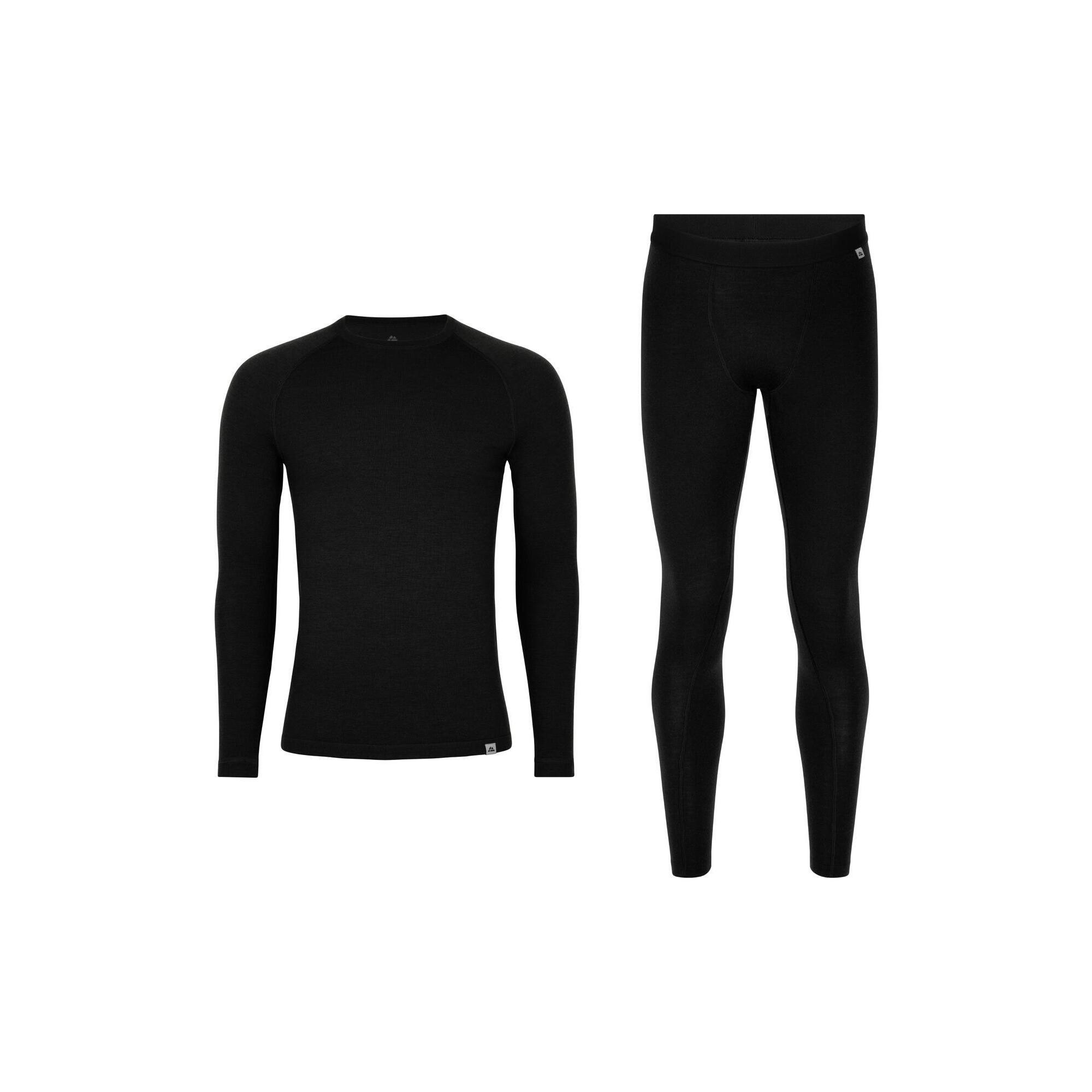 Danish Endurance - Ensemble Thermique En Laine Mérinos Pour Homme Haut Et Pantalon - Chemise Manches Longues - Noir -  2xl - Decathlon
