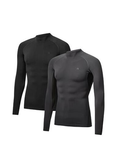 Haut de compression homme manches longues entraînement et course 2-pack