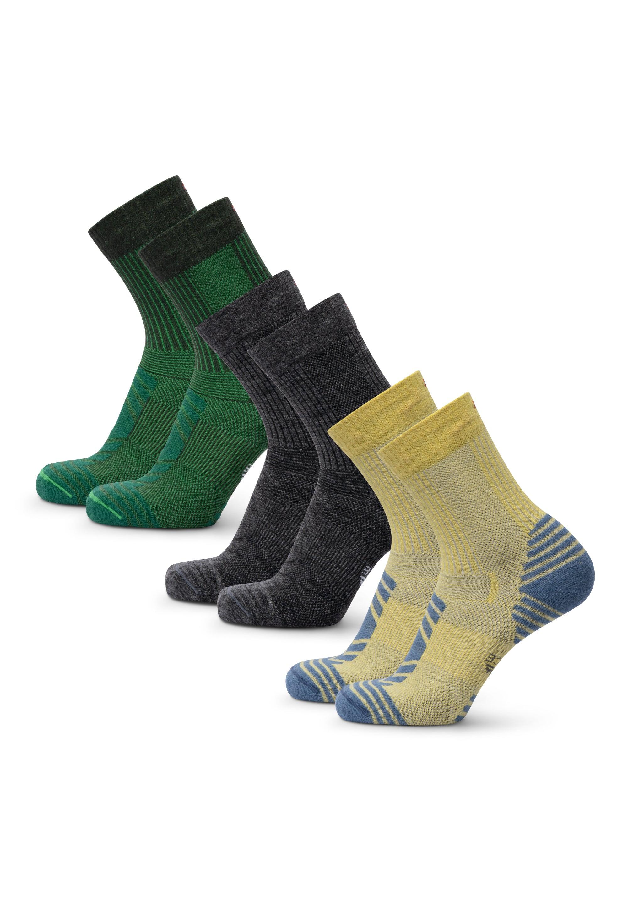 Meias de caminhada 3 pares Ligeiras em Lã Merino Respirável e Quentes 3/5