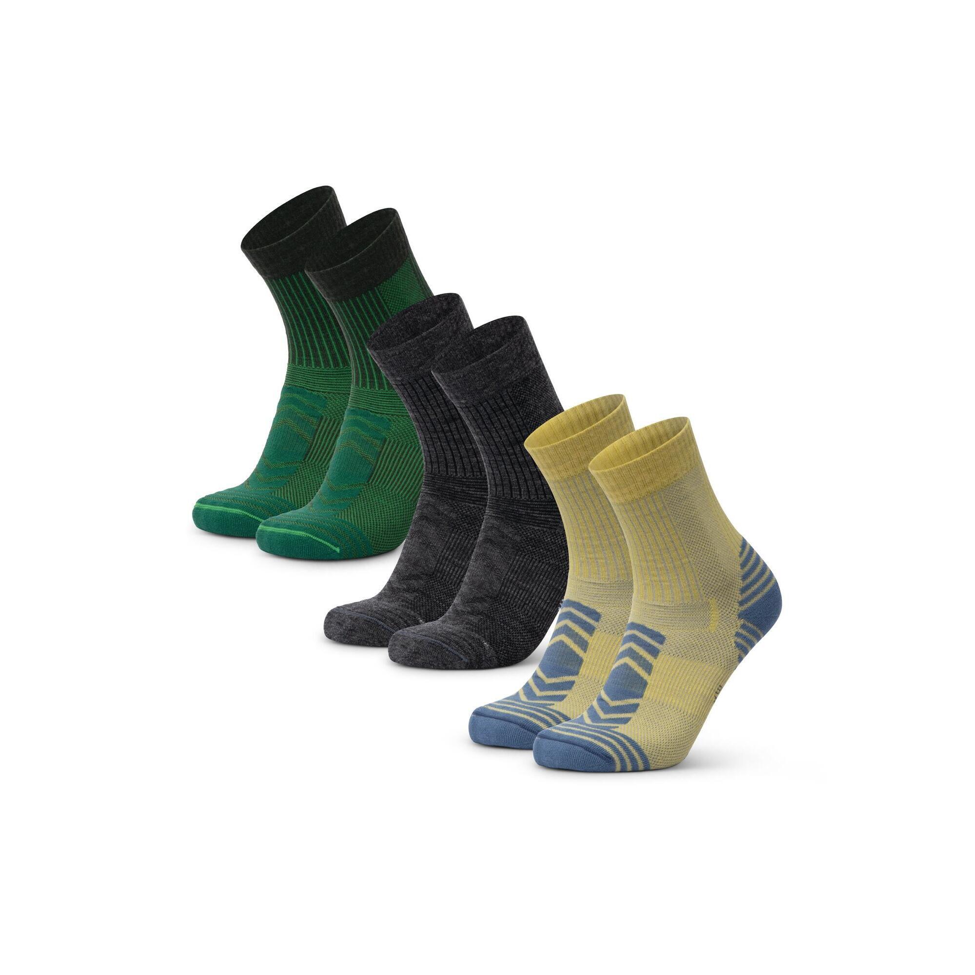 Danish Endurance - Chaussettes Randonnée Laine Mérinos Légères Respirantes & Chaudes 3 Paires - Chaussettes - Vert - Decathlon