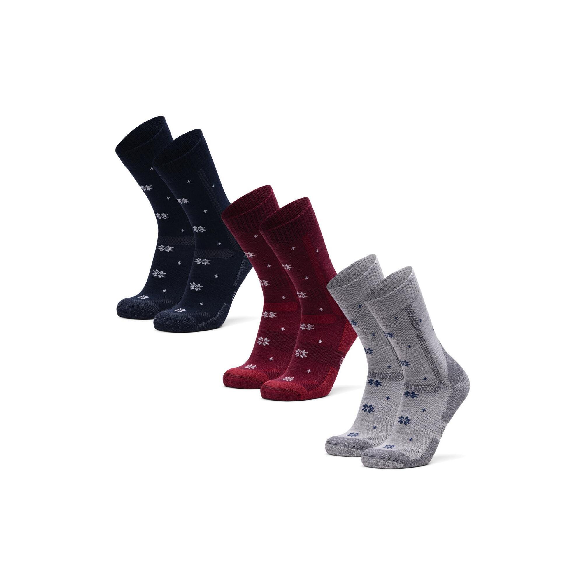 Danish Endurance - Chaussettes De Randonnée 3 Paires Laine Mérinos Anti-ampoules Unisexe - Chaussettes - Multicolore - Decathlon