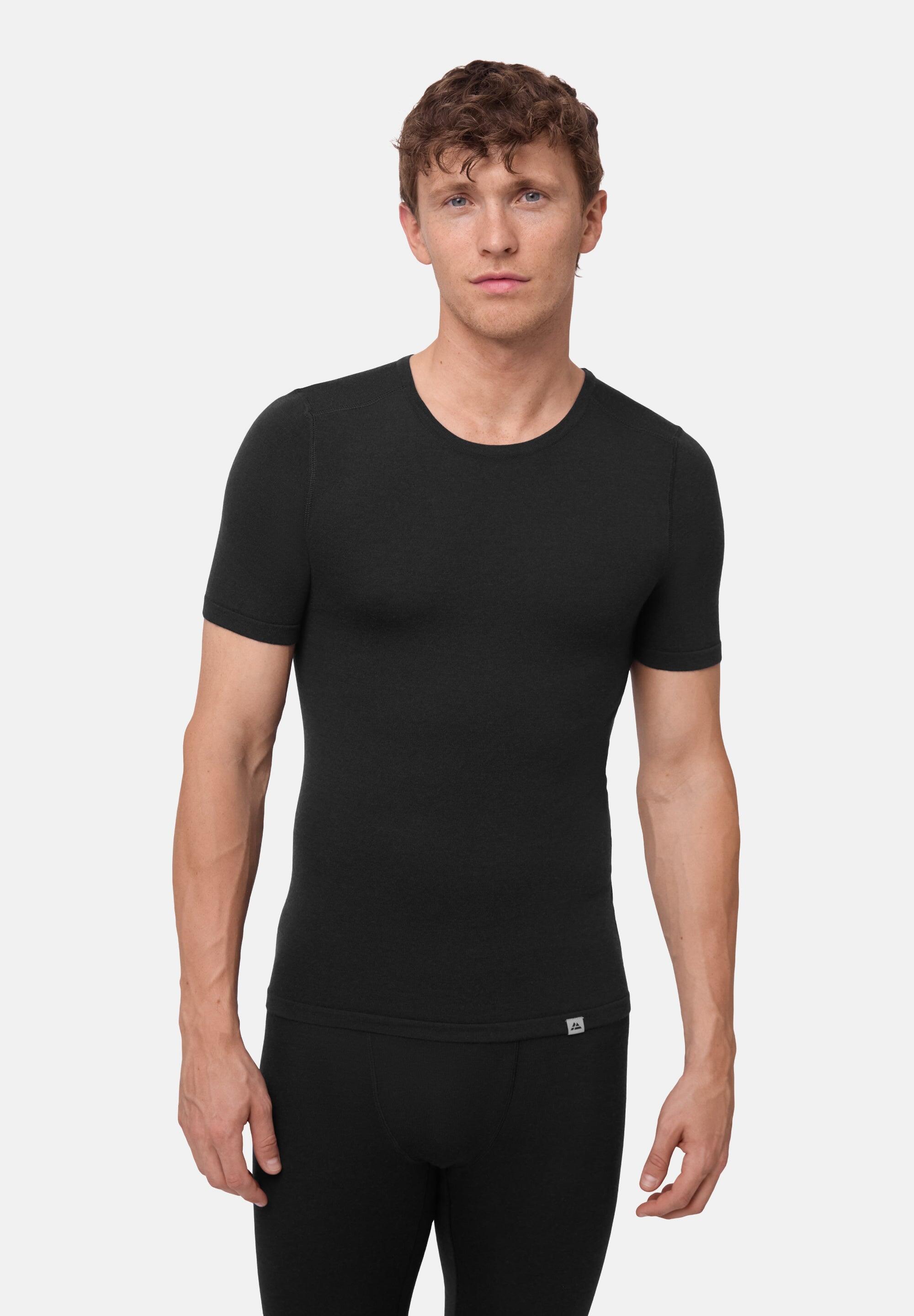 T-shirt térmica de lã merino para homem Capa base suave e respirável 3/6