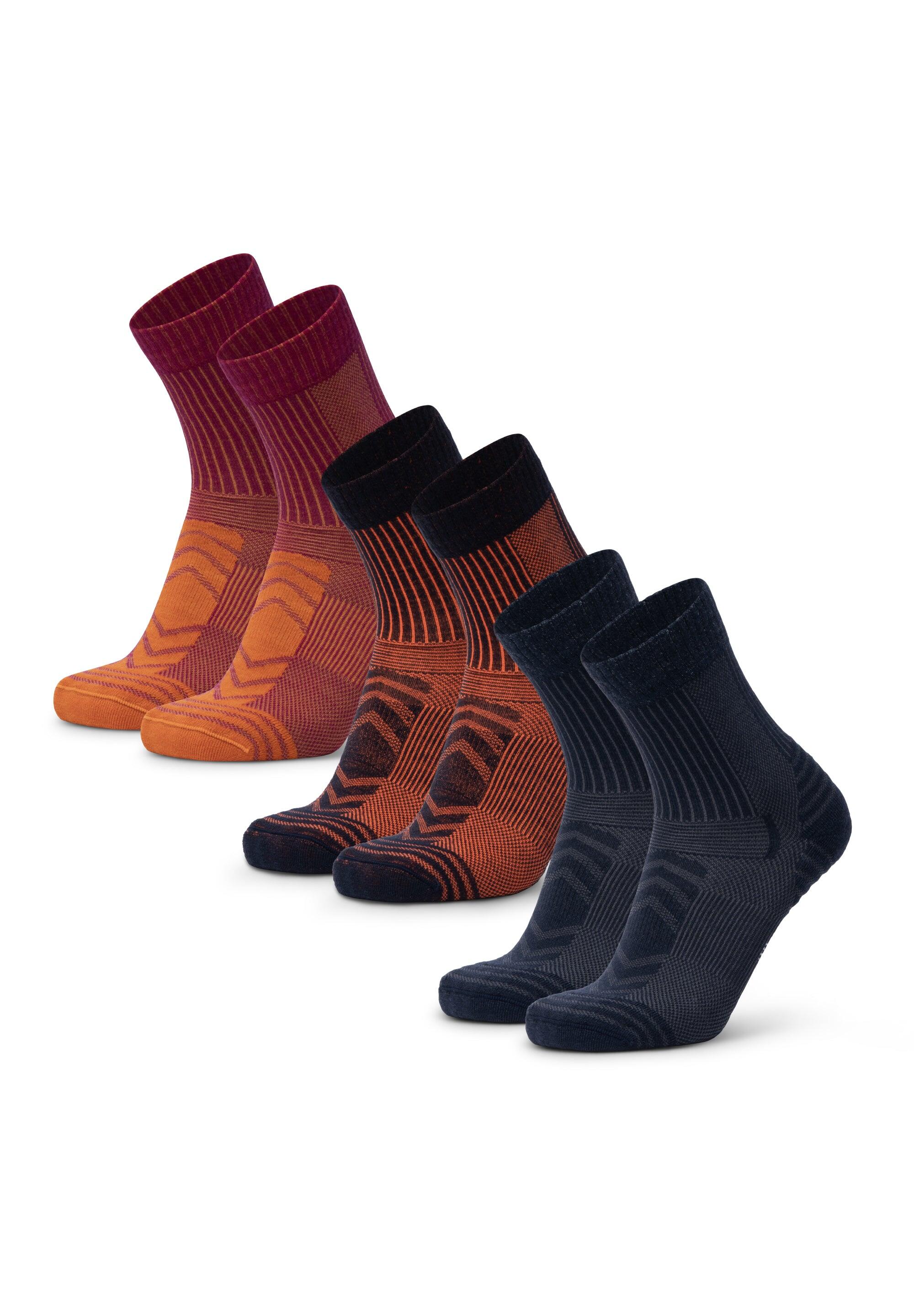 DANISH ENDURANCE Wandersocken 3er Pack Leicht Merinowolle Atmungsaktiv Warm