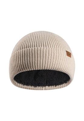 Merino wol beanie met fleecevoering warme gebreide muts unisex