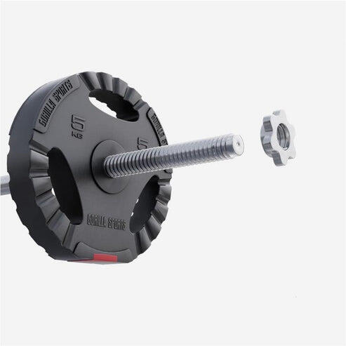 Disco pesi GORILLA SPORTS 5 kg sintetico nero/rosso con maniglia 4/7