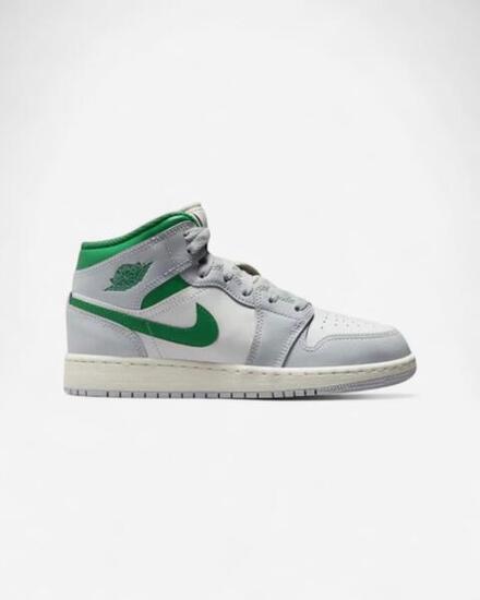 Jordan 1 Mid White Pure Platinum Pine Green (GS)