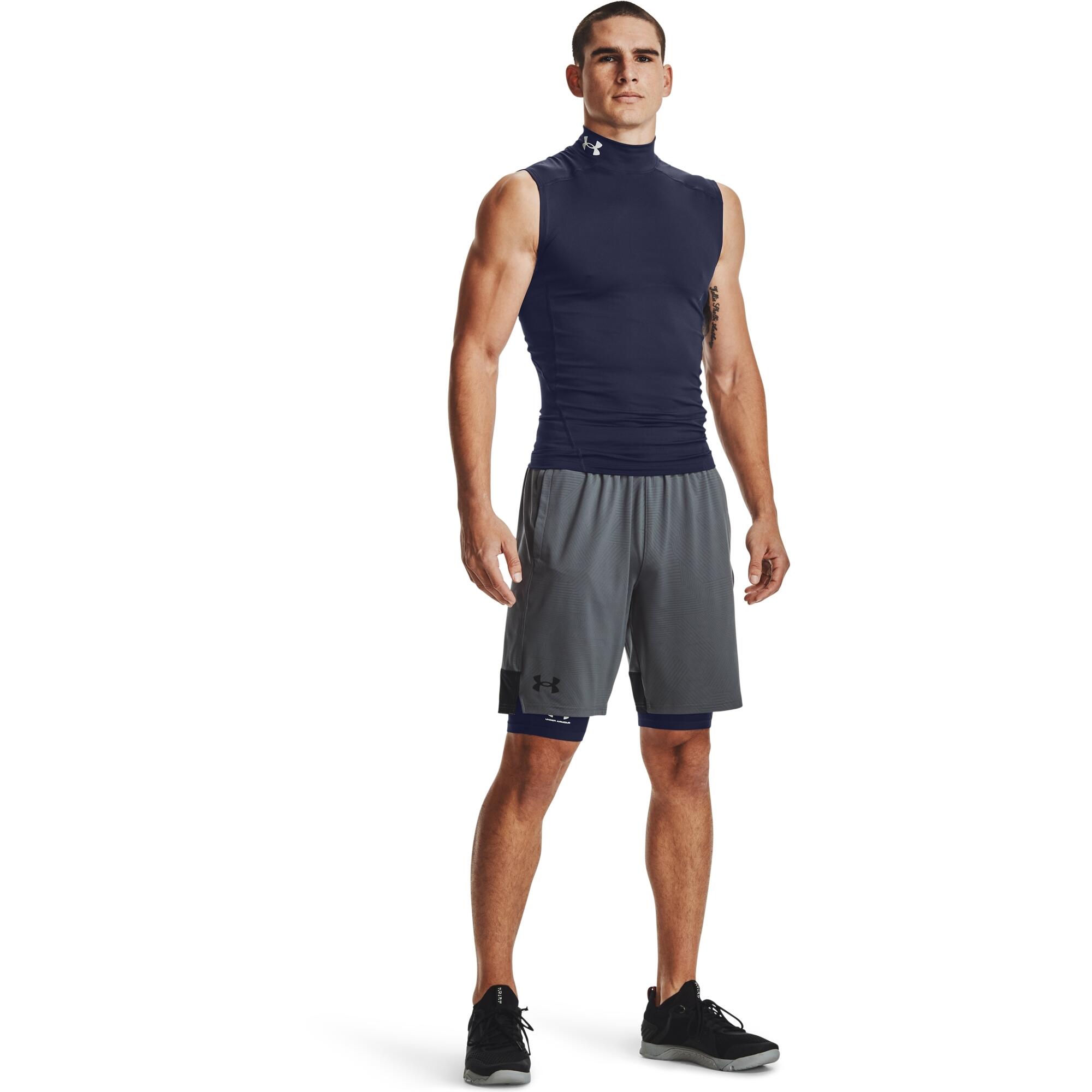 Short de compression Long Under Armour Heatgear 3.0 Bleu marine 3/6