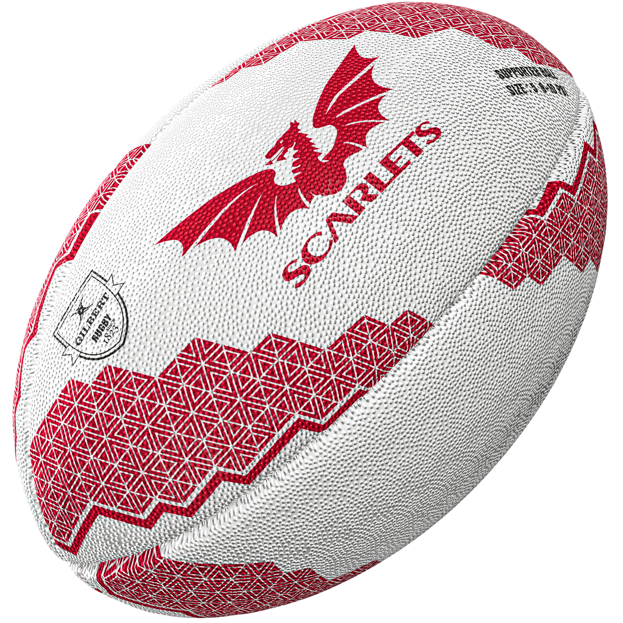 Gilbert - Ballon De Rugby Scarlets Supporter - Ballon - Blanc - 4 - Decathlon