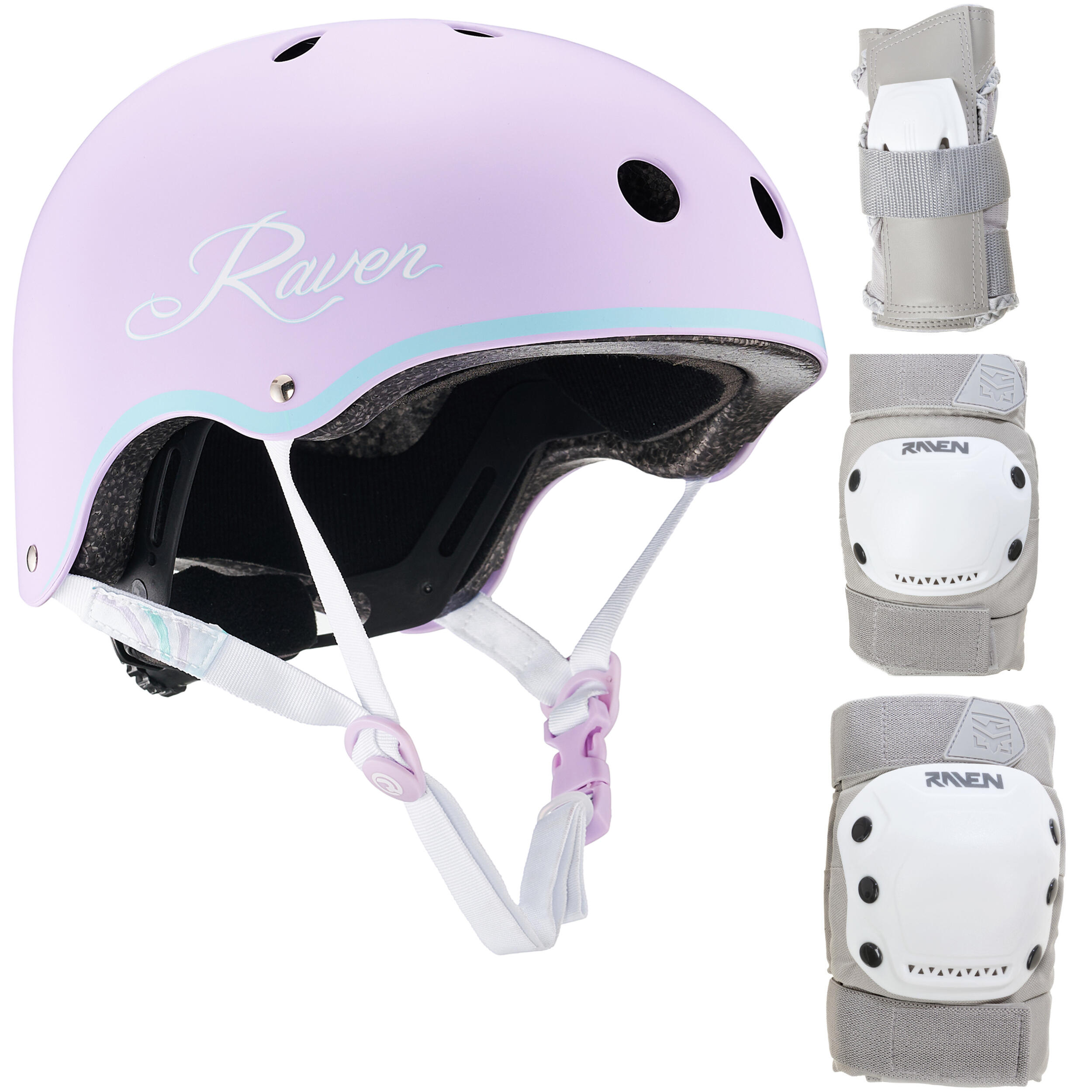 Raven - Kit Pour Vélo Skateboard Pour Enfants Et Adultes Casque Essto Protections Dexard - Casque - Gris|violet - 40 M - Decathlon