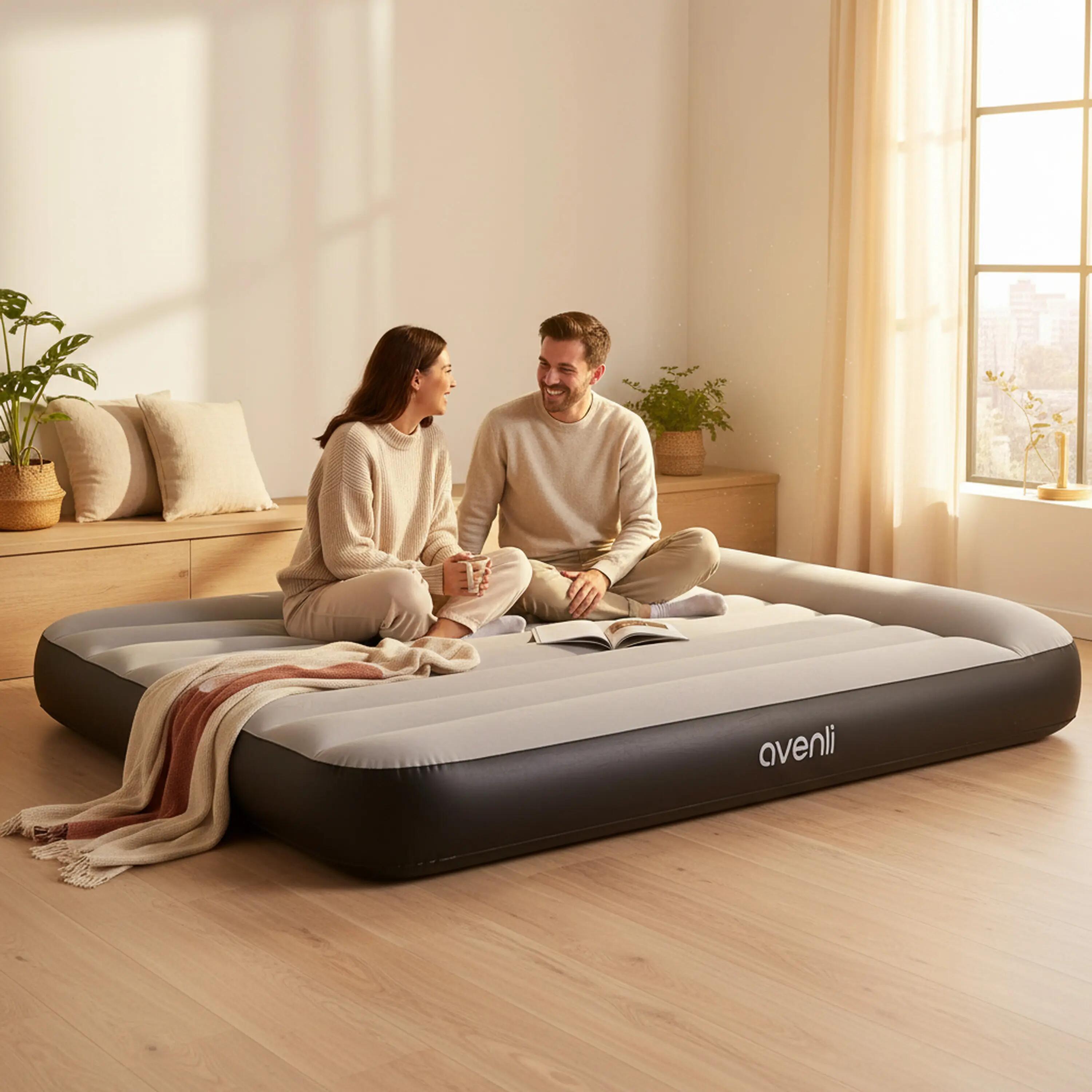 Luftmatratze selbstaufblasend 2 Personen 191x137x30cm Luftbett mit Elektropumpe 3/8