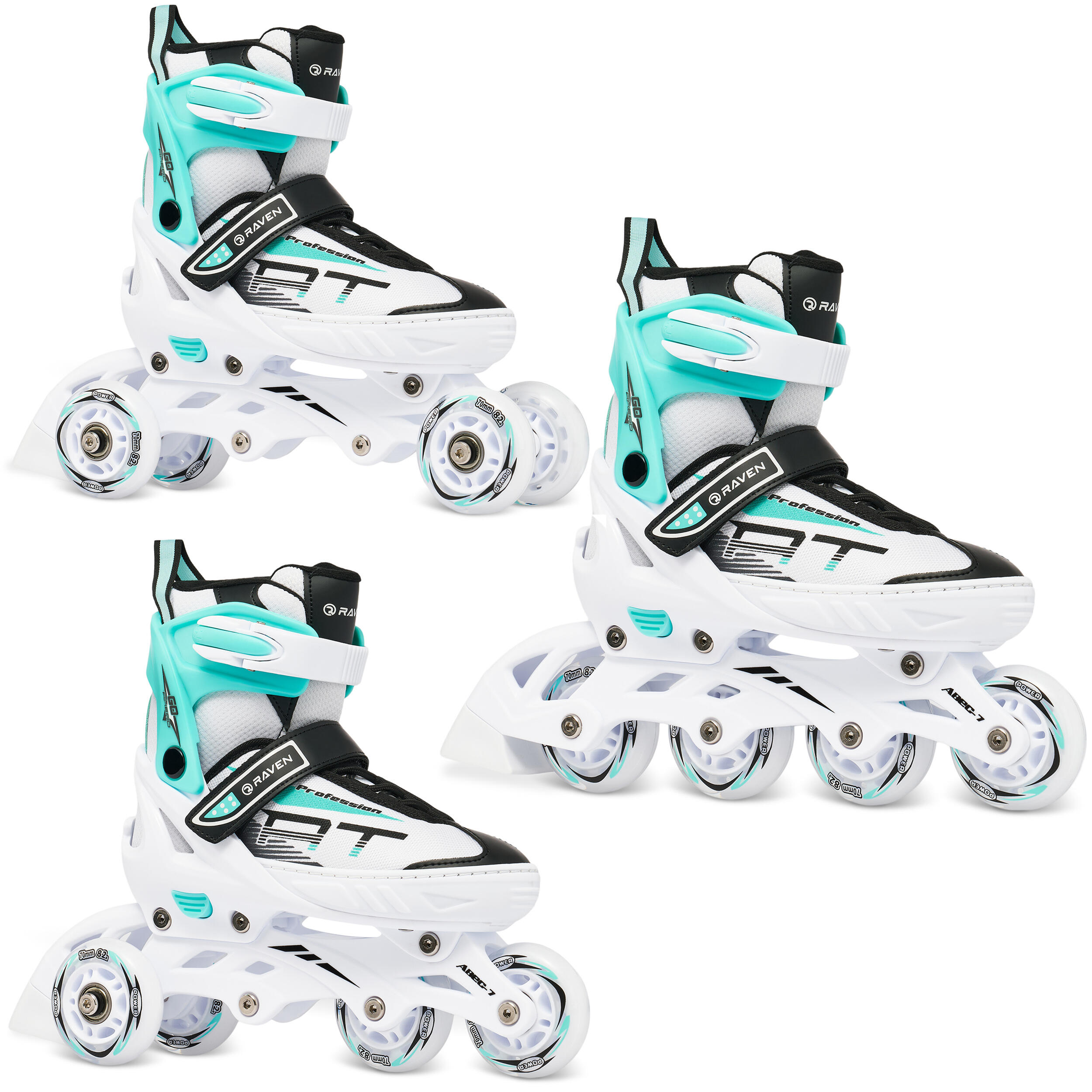 Raven - Raven Profession 3-in-1 Patins À Roulettes Ajustables - Rollers En Ligne - Blanc|noir|vert - Decathlon