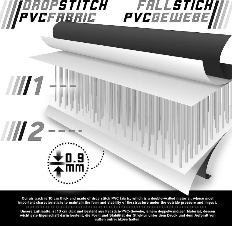 Physionics Airtrack nafukovací žíněnka, 4 m (400 x 100 x 10 cm), černá 5/7