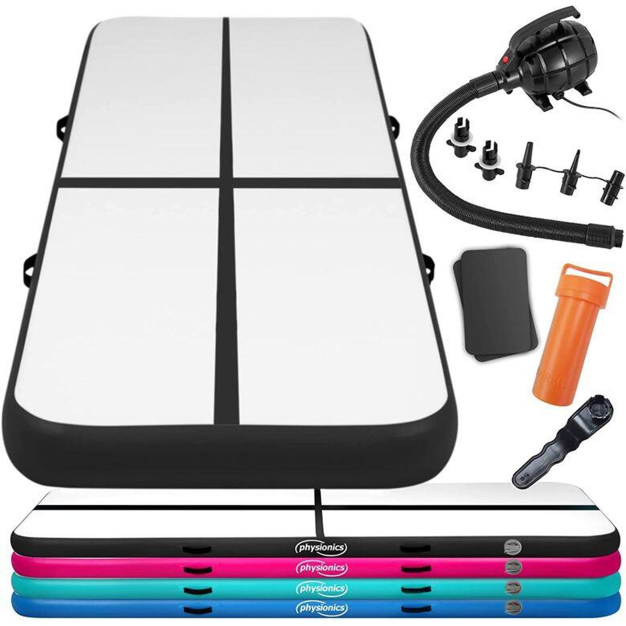 PHYSIONICS Physionics Airtrack nafukovací žíněnka, 4 m (400 x 100 x 10 cm), černá