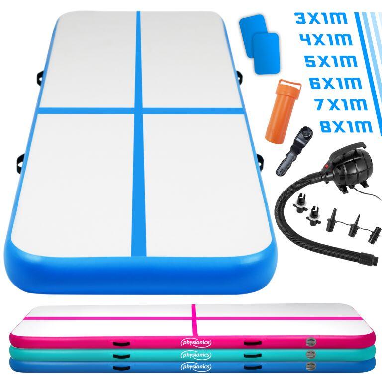PHYSIONICS Air Track PHYSIONICS 600x100x10 cm blue inflatable PVC mat with pump
