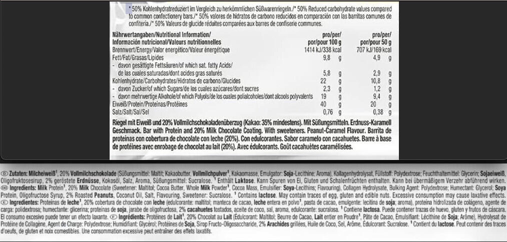 Barres protéinées - 40% Protein Bar Low Carb - Cacahuète et Caramel 3/4